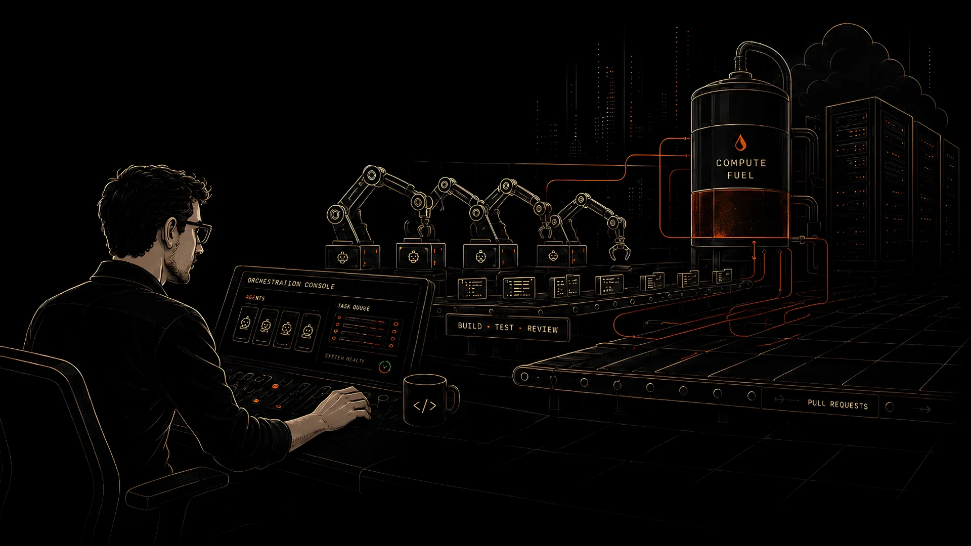 The 3x Agentic Coder · illustration
